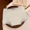 Calcinhas de Renda de Algodão para Mulheres, Cintura Média, 10A Antibacteriana, Algodão Total, Gancho Estendido, Cuecas Boxer Femininas
