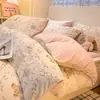 Novo Conjunto de Quatro Peças de Plush com Relevo 3D de Alta Gramatura Leite Fleece Outono e Inverno Espesso Quente Roupa de Cama para Casa