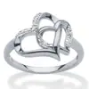 Anel WISHI popular de coração duplo vazado com diamante anel de proposta de amor moda simples impressão coração com coração joias femininas