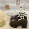 Tacones altos Mary Jane de tacón grueso para mujer 2026 Otoño estilo británico suela gruesa zapatos pequeños de cuero para aumentar la altura mocasines zapatos JK japoneses