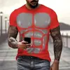 Camiseta Divertida Estampado Digital 3D Músculo Moda Calle para Hombres y Mujeres Manga Corta Venta Caliente Transfronteriza