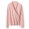Suéter Feminino de Cashmere com Design de Gola Cruzada, Novo Pulôver de Manga Longa para Primavera e Outono, Suéter Base de Lã Tricotada Fashion