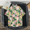 Nova camisa de praia estilo Hong Kong com lapela e manga curta, estilo havaiano, fina, com estampa de flores, para homens e mulheres, tops casuais
