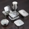 Caixa de Retenção de Amostras de Aço Inoxidável Grau Alimentício 304 Caixa de Retenção de Vegetais para Cozinha de Cantina de Jardim de Infância Caixa Retangular com Tampa