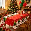 Toalha de Mesa Floco de Neve de Natal Restaurante Decoração de Casa Descartável Impermeável PE Toalha de Mesa Desenho Animado Papai Noel Rena Toalha de Mesa