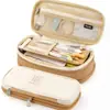 Bolsa de Lápis Grande Capacidade Resistente à Sujeira Bolsa de Armazenamento de Material Escolar Criativo para Estudantes Bolsa de Lápis com Combinação de Cores Macaron Caixa de Material Escolar