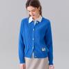 [Engrosado 100% Lana] Moda Otoñal Más Fácil de Combinar Chaqueta de Punto Rayas Verticales Cuello Redondo Cárdigan de Lana para Mujer