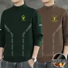 Camiseta Base Masculina DeRong 2025 Outono/Inverno Nova Manga Longa Cor Sólida Lã Dupla Face Versátil Tendência Ins Gola Alta