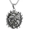 Colar Masculino Pingente Crânio de Leão Vintage Desgastado Corrente para Suéter Masculino Punk Hip Hop Europeu Americano Personalizada Tendência