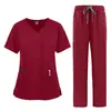 Salón de Belleza para Mujeres Centro Postparto Niñera UCI Pediátrica Color Sólido Uniforme de Trabajo Conjunto de Ropa de Enfermera Comercio Exterior