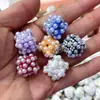 Estilo ins bola de perla con diamantes completos con agujero material para ensartar cuentas lindas hechas a mano DIY colgante personalizado de moda accesorios para scrunchies