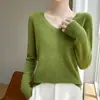 Suéter para mujer, capa base, top de punto de forro polar Andy, estilo nuevo, colección otoño/invierno transfronteriza, corte holgado, listo para usar, cuello en V, manga larga