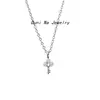 Collar con colgante de llave de oro de 14 quilates bañado en plata esterlina japonesa S925 para mujer, diseño de nicho con incrustaciones de diamantes, cadena de clavícula de lujo ligera y moderna.