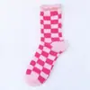 Nuevos Calcetines Cálidos de Coral Fleece para Otoño e Invierno, para Casa, Suelo y Dormir; Calcetines Rayados de Corazón hasta la Pantorrilla para Mujer, Mitad de Felpa