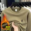 Moletom pesado de algodão com manga longa e forro de fleece de 600g para homens, bordado de luxo leve, estilo outono e inverno, moderno e versátil, moletom masculino de corte solto