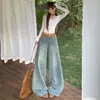 Outono de 2026 Novos Calças de Pernas Largas Jeans Feminino Calças de Pernas Retas Denim Azul Retrô Calças Longas Suporte Estendido Dropshipping