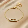 Diseño de Nicho Transfronterizo Chapado en Oro Geométrico Forma de Barra Cadena Colgante de Diamante Completo Pulsera Minimalista de Acero Inoxidable
