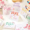 Tarjeta de felicitación 3D de cumpleaños con texto de bendición colorido, Tarjeta plegable con forma única, Tarjeta de regalo escrita a mano con mensaje floral