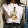 Camiseta de Manga Corta Zorro Animal Divertido Lindo Top para Mujer Ropa Casual