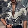 2023 Comércio Exterior Transfronteiriço Nova Moda de Rua Europeu e Americano Juventude Camisa de Manga Comprida Impressão 3D Casual Slim-fit Masculino Irregular