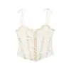Roupas Femininas Estilo Europeu e Americano 2026 com Decoração em Camadas, Top Estilo Corset, Camisola Sexy, Modelagem Justa, Cor Sólida Nova