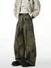 Calça Casual Desconstruída Estilo Cimitara Lavada Vintage para Homens, Calça de Perna Larga com Design de Nicho Tingimento Sujo de Verão, Calça Cargo Estilosa