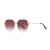 Gafas de Sol Vintage sin Marco con Borde Cortado, Gafas de Sol Metálicas de Moda para Mujer, Gafas de Sol de Color Degradado para Transmisiones en Vivo de Tiktok, Fabricante