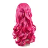 Descendants 5 País de las Maravillas Oscuras Cabello Largo Rizado Rosa Peluca de Cosplay Seda de Alta Temperatura Estilo Semirecogido Anime Infantil Halloween Peinado