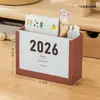 Calendário de Mesa 2026 Planejador Calendário de Autodisciplina Suporte de Mesa Criativo de Alto Valor Anotações com Porta-Canetas/Objetos Decoração Venda por Atacado