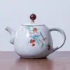 Juego de Té Kung Fu Ruyao Tetera con Esmalte Agrietado, Porcelana Ruyao Adecuada para Preparar Té, Tetera Individual de Cerámica para Uso Doméstico, Tamaño Pequeño, Tetera Auténtica, Tetera de Granada
