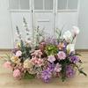 Diseño de decoración de hileras de flores para bodas en Chiyodailan, guía de camino para invitados de bienvenida, fondo de boda con flores de seda de simulación, fábrica al por mayor