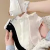 Meias Femininas de Verão Finas, Malha Respirável, Anti-Odor, Absorventes de Suor, Estilo Japonês Fofo Fresco Renda Menina Meias de Cano Médio