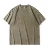 Camiseta de Manga Corta Estampada Pesada Lavada de 260 g para Hombre, Estilo High Street Americano de Verano, Camiseta de Media Manga para Hombre, Logo Personalizado