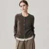Cárdigan de cachemira de dos piezas falso, nueva colección otoño/invierno 2026, prenda base de cuello redondo color block para mujer, prenda exterior versátil y de corte holgado