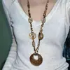 Colar Vintage Shibuya Hot Girl com Estampa de Leopardo e Contas Corrente para Clavícula Oval Retro Subcultura Y2K Corrente para Suéter Estilo Étnico