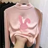 Capa base de forro polar de doble cara para niñas, otoño e invierno, diseño nuevo, elegante y lindo, top de manga larga con cuello alto parcial de moda para niños