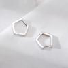 S925 Brincos de Prata Esterlina Japonês Estilo Coreano Estilo Simples Geométrico Pentagonal Brincos Curtos Brincos Brincos Personalidade Temperamento