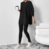 2026 Ropa de Otoño e Invierno para Mujer Transfronteriza Europea y Americana Conjunto Casual de Punto Acanalado con Sudadera con Capucha de Manga Larga Holgada