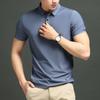 Camisa polo verão gelo seda manga curta homens cool T-shirt slim-fit cor sólida top roupas negócios homens meia-manga camisa t