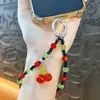 Cereja com Contas Corrente de Celular Pingente Chaveiro Acessório de Bolsa Chaveiro de Carro Celular Pequeno Presente Atacado