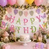 Banner de cumpleaños temático de cuento de hadas del bosque transfronterizo, banner de hada de las flores y elfo, decoraciones colgantes en espiral, adornos para pasteles y adornos