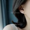 Corea del Sur Dongdaemun Amor Línea de Oreja Pendientes Elegantes de Acero de Titanio con Forma de Corazón para Mujer Pendientes Simples de Moda para Afinar el Rostro