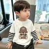 Camiseta de manga larga para niños, top falso de dos piezas para niños, camiseta básica de otoño, estilo primavera y otoño, ropa interior de algodón puro para niños mayores