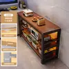 Estante de suelo multicapa para barra de bar, mesa estrecha con estantes, mesa de comedor, mesa divisoria para sala de estar, mesa larga simple de ocio para balcón
