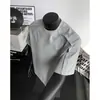 Camiseta de verano para hombre estilo americano de alta calle, manga corta, hombro deconstruido 3D, hombro recto resistente, con bordado cleanfit