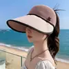Chapéu de Sol de Aba Larga para Mulheres, Novo Estilo Primavera e Verão, Boné de Beisebol Respirável com Tela para Proteção Solar, Chapéu de Proteção UV para Viagens ao Ar Livre