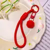 Cordão de chaveiro com pompom colorido, pulseira de pulso portátil anti-perda, acessório de pingente de bolsa versátil, acessório para joias DIY