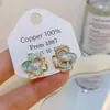 Banho de Ouro Real, Coleção Série Azul Moda Coreana e Japonesa, Brincos de Esmalte com Efeito Gotejante para Mulheres, Novos Brincos e Acessórios de Luxo Leve Nicho