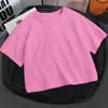 Entrega transfronteriza Nuevo camiseta corta de manga corta de color sólido DIY ombliguera verano cuello redondo top versátil comercio exterior al por mayor ins