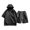 Traje de Shorts de Manga Corta de Seda Helada Nuevo de Verano para Hombre Casual Deportivo Holgado Secado Rápido al Aire Libre Marca de Moda Tendencia Estilo Hong Kong Po